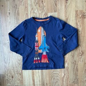 Mini Boden Rocket Ship Appliqué Shirt Size 2-3